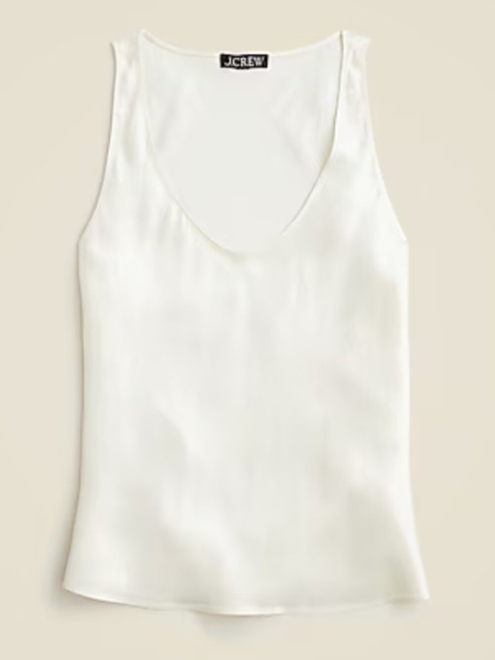 J.Crew Scoopneck Tank Top Ivory Textured Satin Crinkle Large